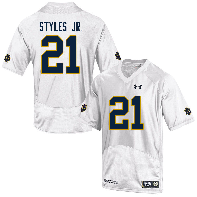 Men's NCAA Notre Dame Fighting Irish #21 Lorenzo Styles Jr. Stitched College Under Armour Authentic White Football Jersey NJ10Q38WL